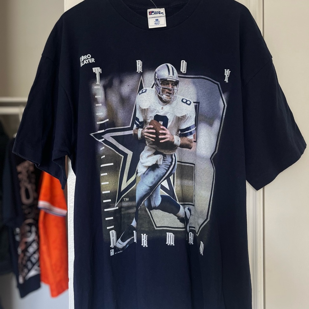 Vintage Dallas cowboys Troy aikman player graphic